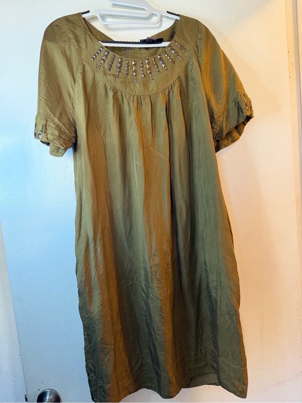 100% Silk Embellished Mini Shift Dress Size 16 - Picture 3 of 16